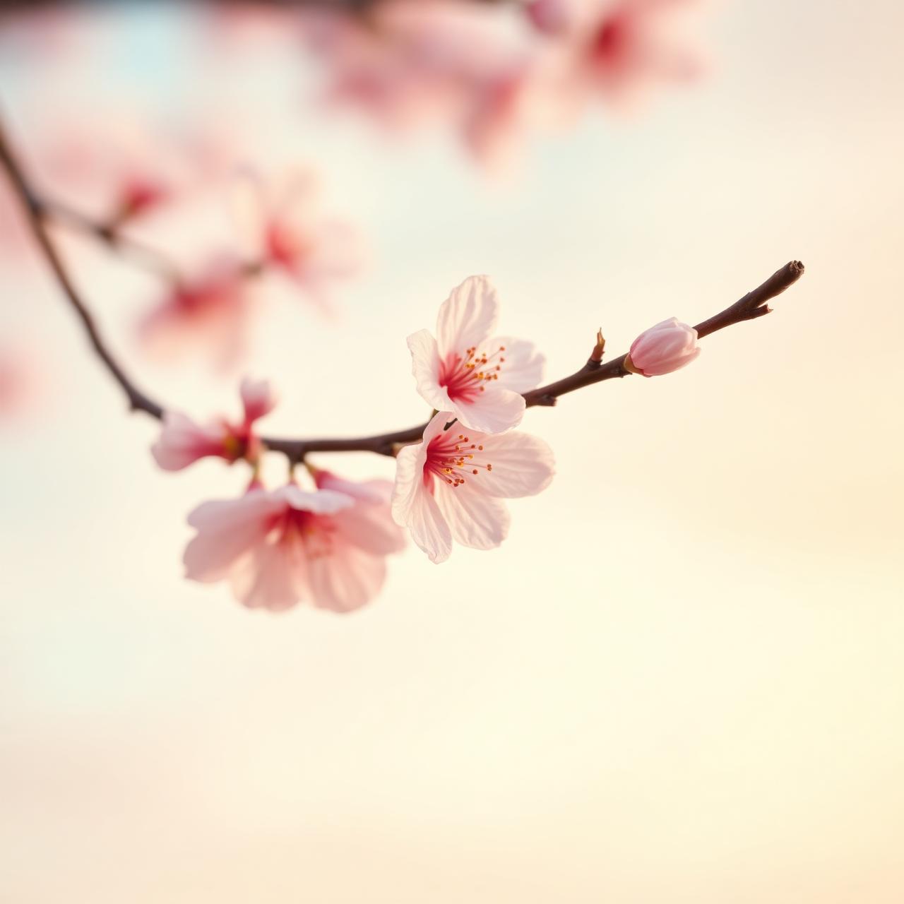 Soft cherry blossom branch